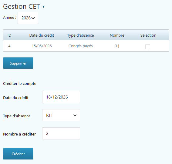 Formulaire de demande de crédit du CET